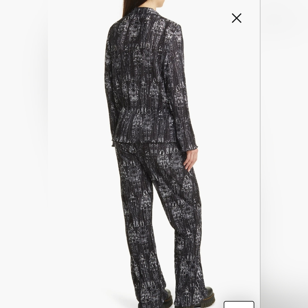 LALA Interstellar Astronaut Long Sleeve Plissé Top & High Waist Pants Size XS - Picture 4 of 7